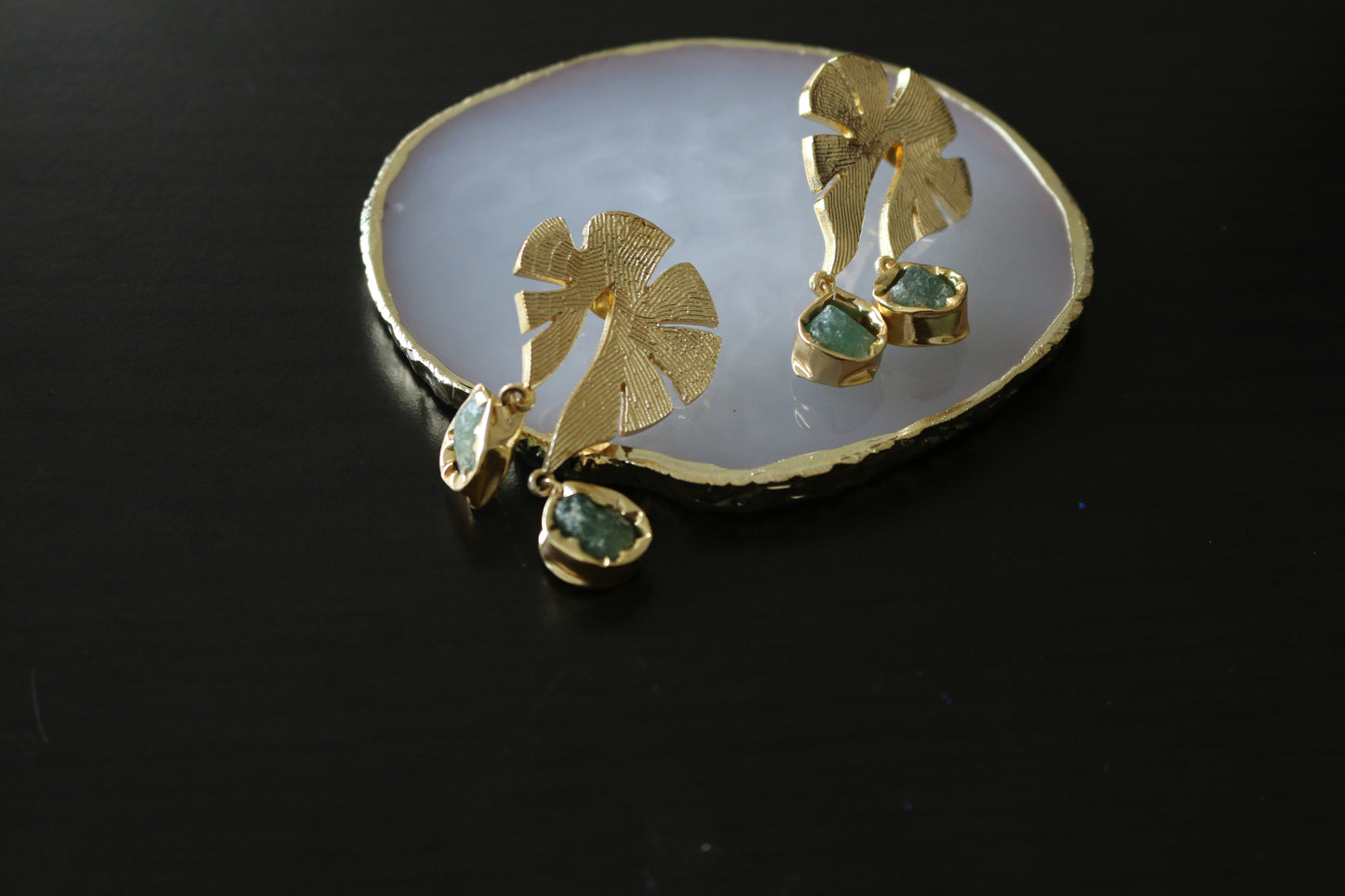 Golden Leaf Drop Statement Earrings