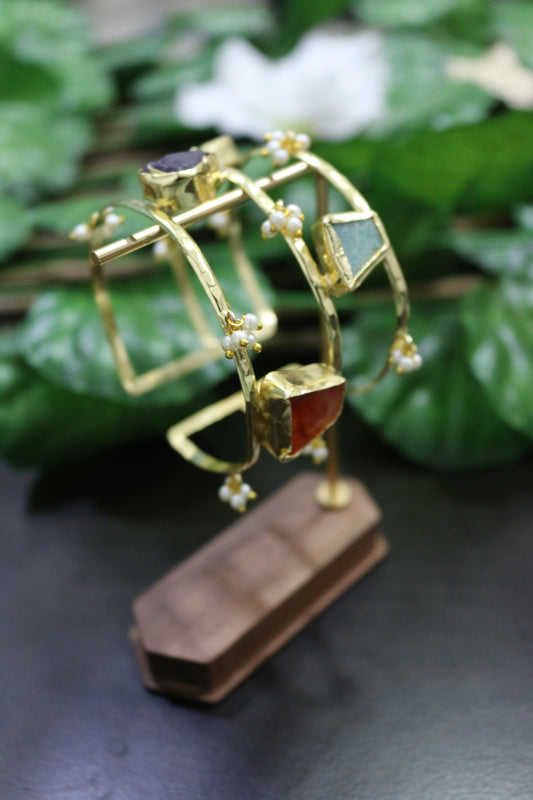 Two Layer Hand Cuff with Pearl Beads