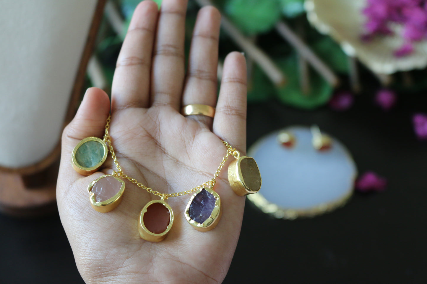 Celestial Five Multi Colour Natural Stone Necklace Set