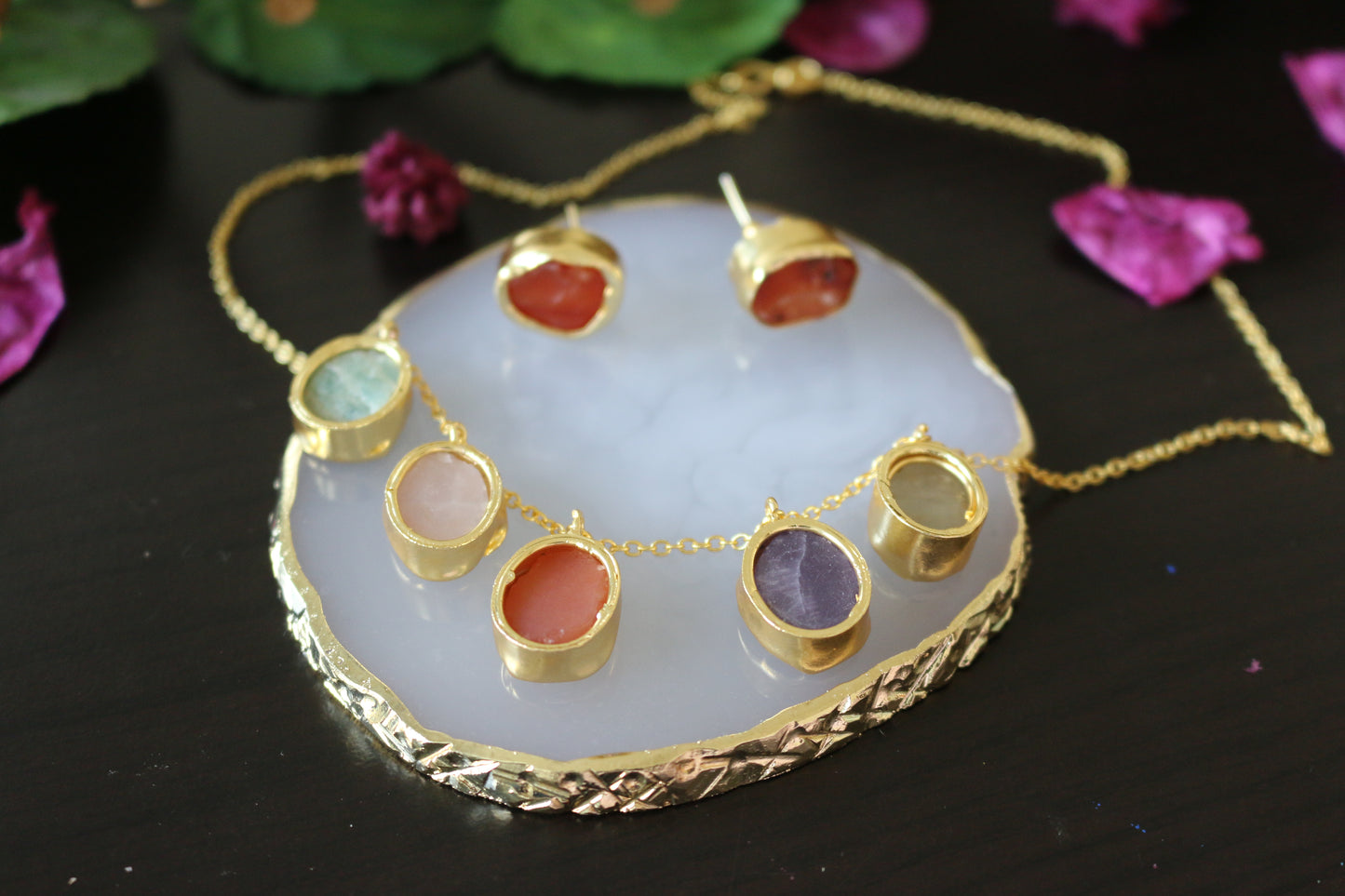 Celestial Five Multi Colour Natural Stone Necklace Set