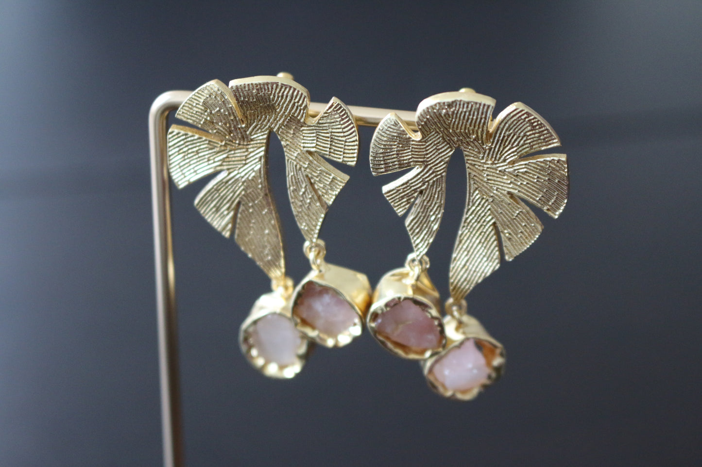 Golden Leaf Drop Statement Earrings