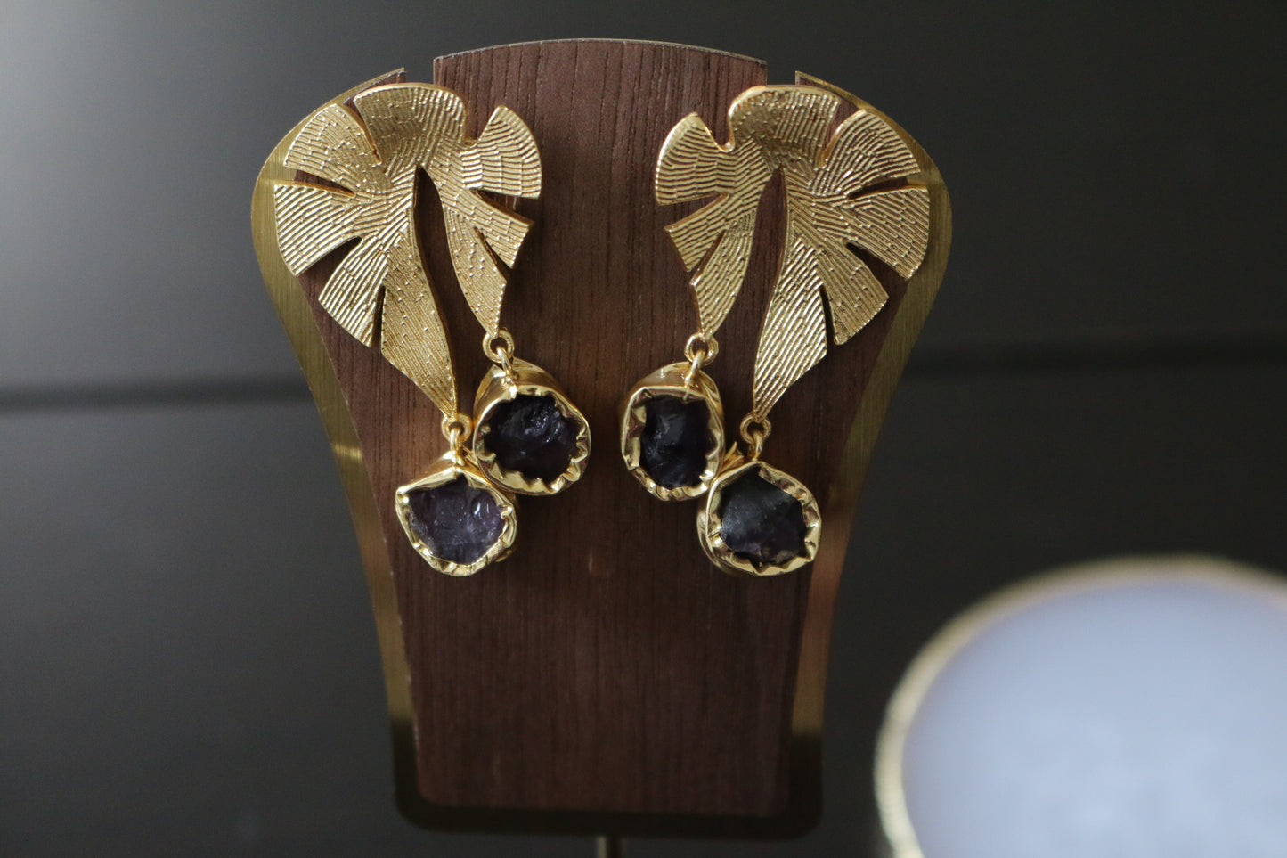 Golden Leaf Drop Statement Earrings