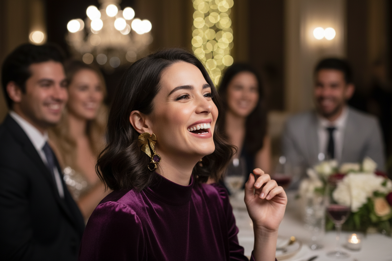 Golden Leaf Drop Statement Earrings