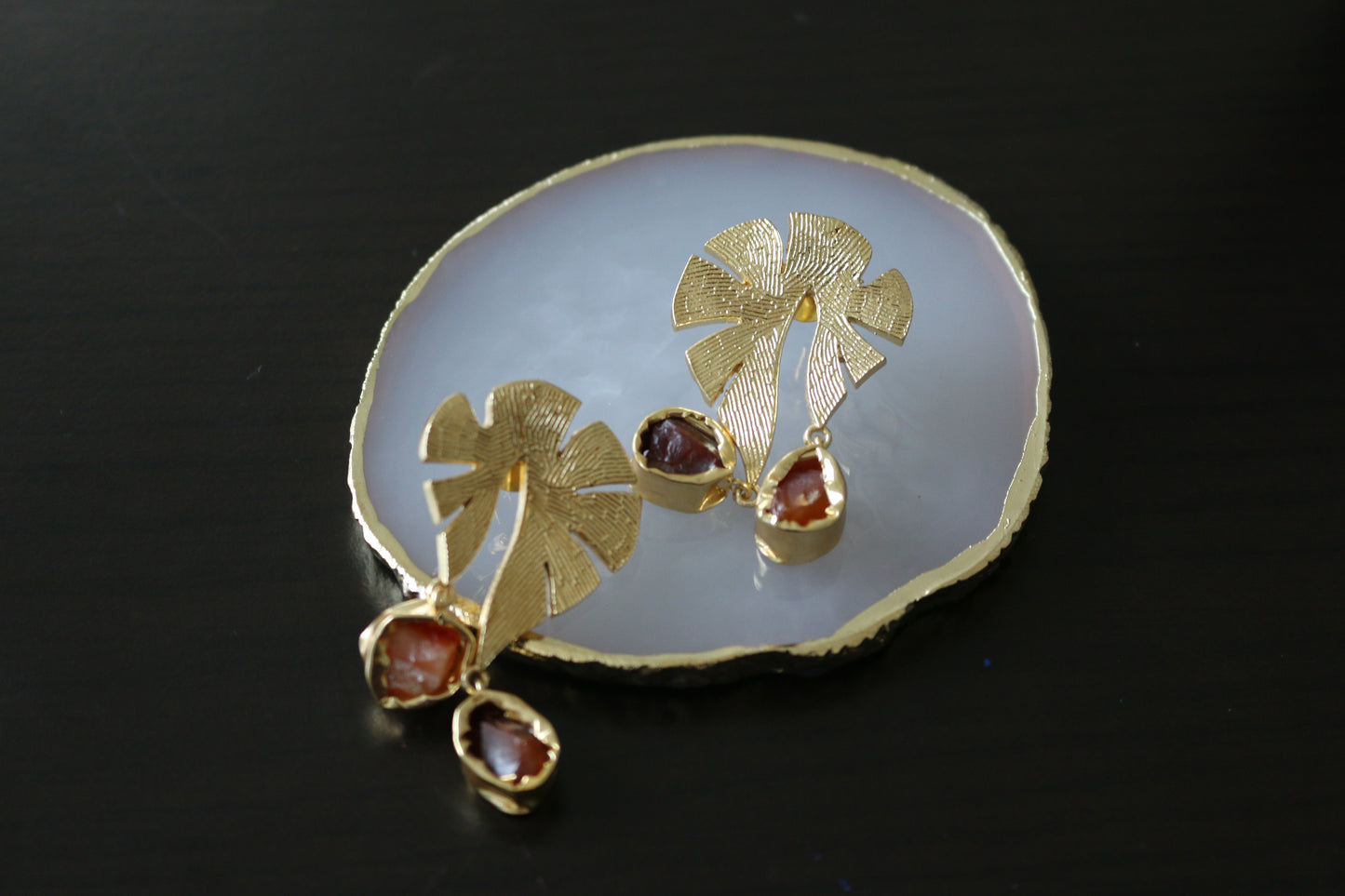 Golden Leaf Drop Statement Earrings