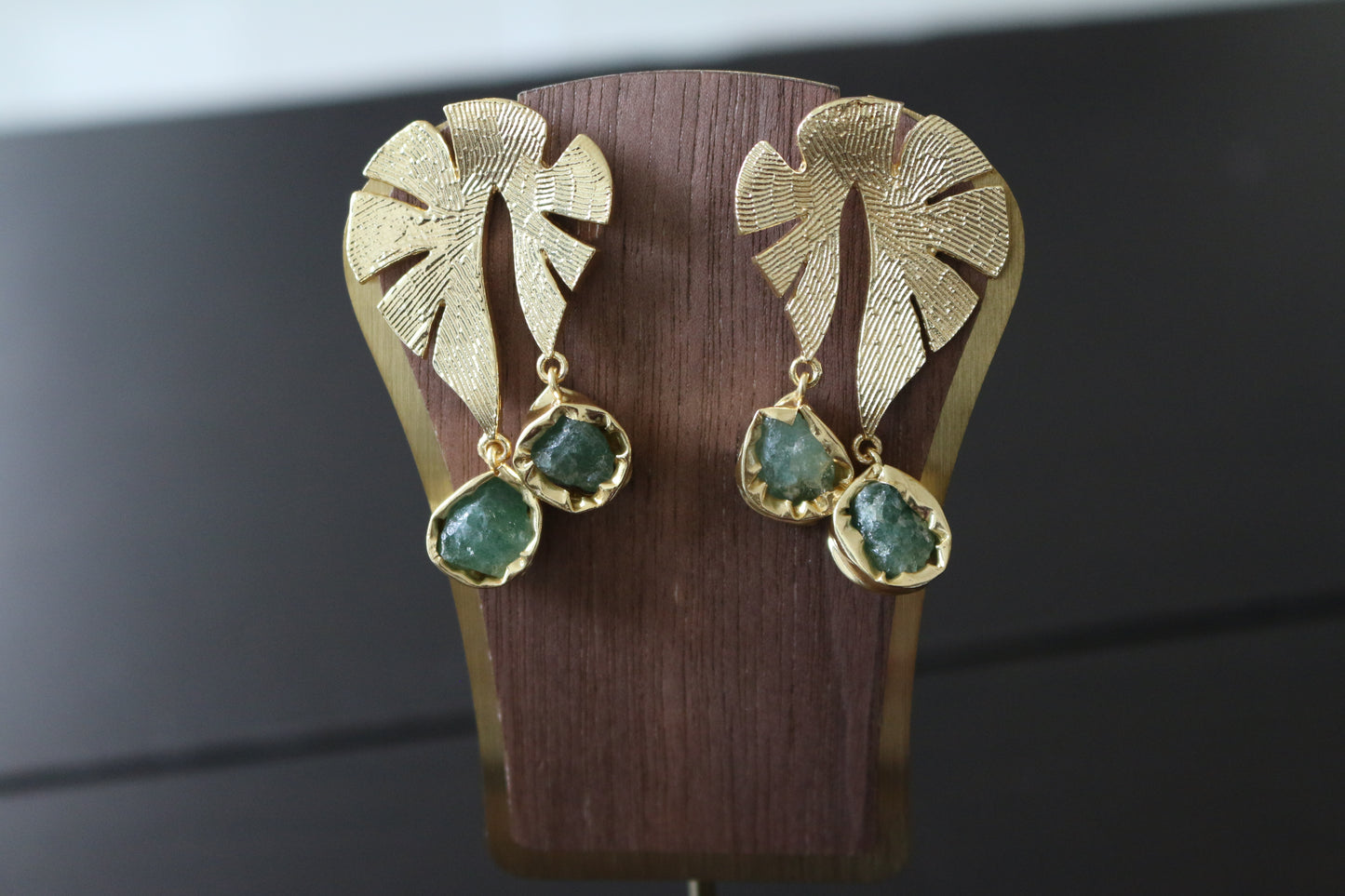 Golden Leaf Drop Statement Earrings