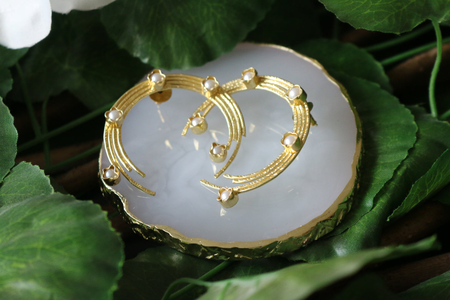 The Crescent Pearl Embellished Earring